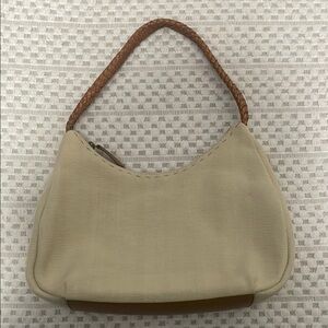 Fossil Vintage Canvas Hobo Handbag with Braided Leather Handle